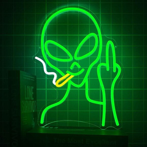 Other - Green Alien Neon LED Sign Dimmable Wall Decor for Bedroom Man Cave Kids Birthday